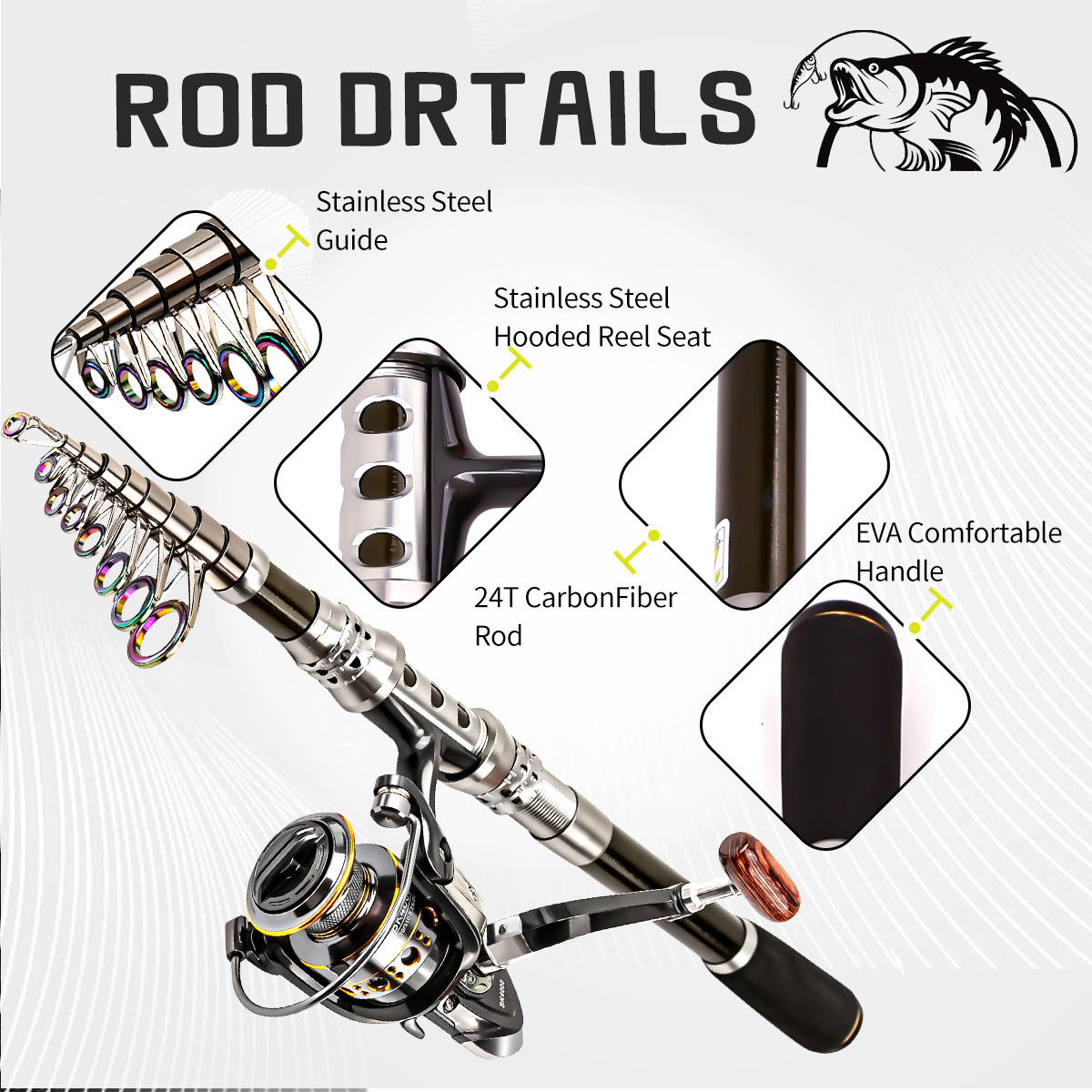 낚싯대 세트 풀 키트, 텔레스코픽 낚싯대와 스피닝 릴, - Fishing Rod Spinning 리뷰 및 가격