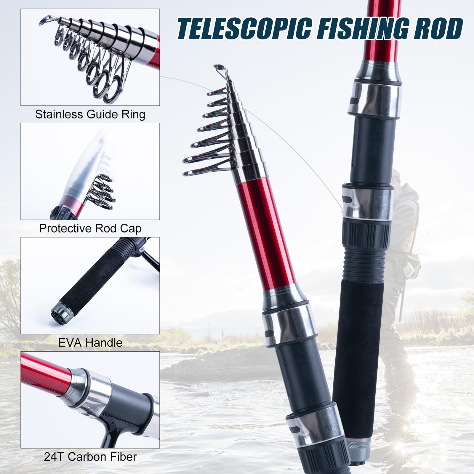 고투어 2개 낚싯대와 2개 릴 콤보 세트, 휴대용 가방 - Fishing Rod Spinning 리뷰 및 가격