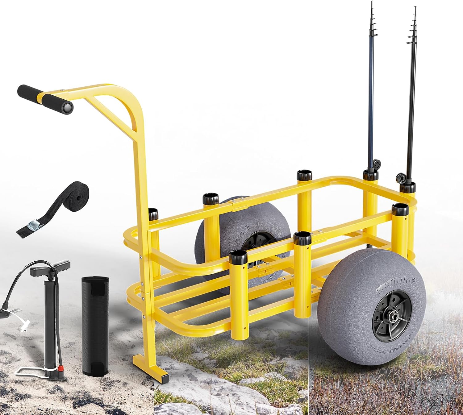 롤링 낚시 카트, 모래밭용 큰 바퀴가 달린 야외 해변용 - Fishing Rod Holder 리뷰 및 가격